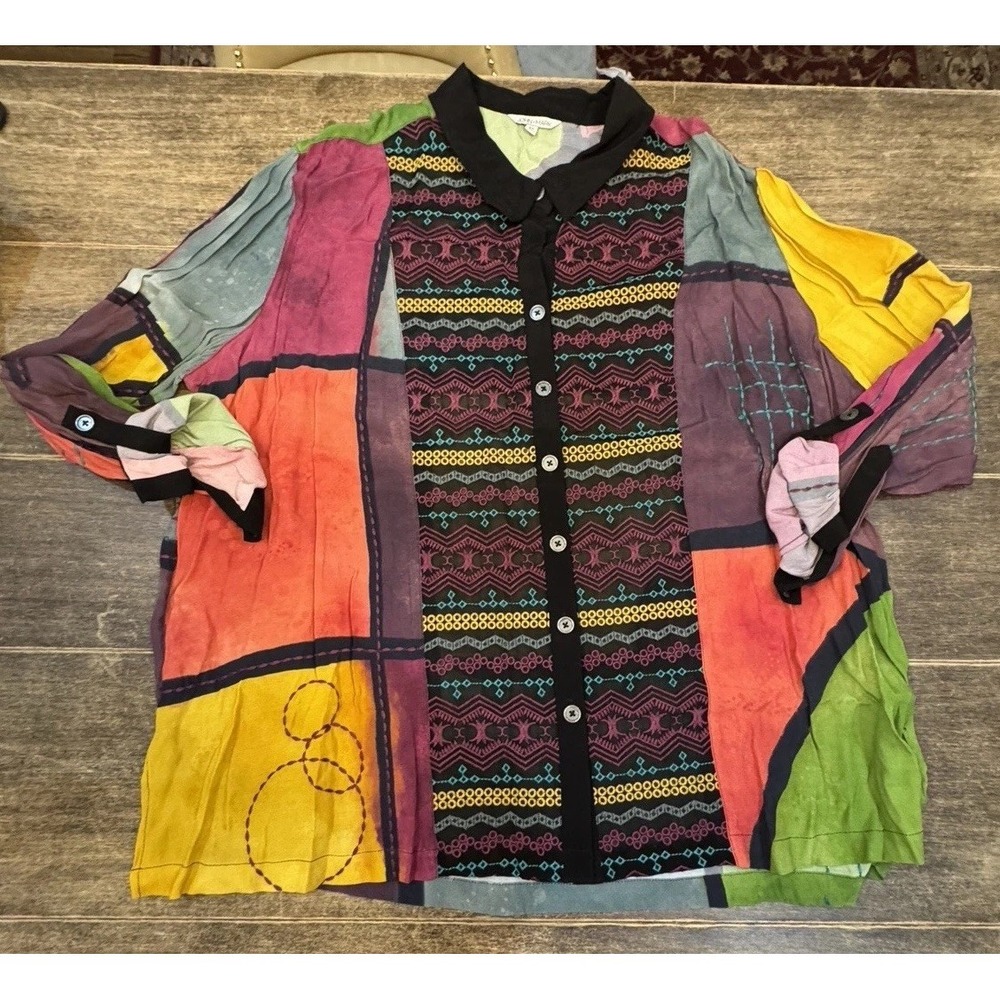 John Mark patchwork tunic colorful eclectic Embro… - image 2